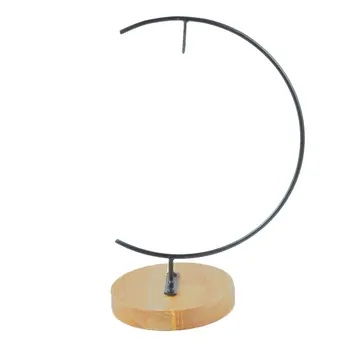 

Micro Landscape Hanging Racks G-shaped Iron Stands Desktop Iron Stand Holder Adornments with Wooden Base for Home Office Shop