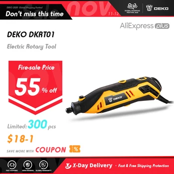 

DEKO DKRT01 220V Variable Speed Mini Grinder Electric Cutting Polishing Drilling Rotary Tool with Accessories