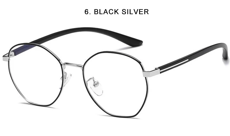 6. Black silver Новинка ноября Ретро многоугольные анти-синие плоские зеркальные синие оптические блокирующие очки модные трендовые компьютерные очки - Цвет оправы: 6. Black silver