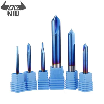 

DANIU 1PC HRC60 2-12mm 90 Degree Blue Coated Chamfer End Mill End Mill 2 Flutes CNC Milling Cutter Woodworking Tools