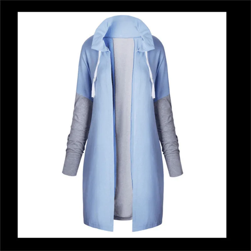 Autumn Women Fashion Clothing Patchwork Casual Long Coat Women's Hoody Jacket Long Cardigans Spring Outerwear Coats Female