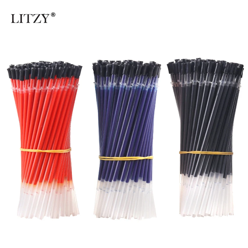 50Pcs/Set Office Gel Pen Refill Rod 0.5mm Blue/Black/red Ink School Office Stationery Replaceable Refill for Writing Tool for sony denon mdr z7 z1r d7100 d7200 d600 earphones replaceable 16 strand 4 4mm 2 5mm black balanced occ silver plated cable