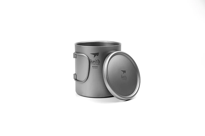 Keith Outdoor Titanium Cup Mug Pots Tableware Camping Cup Picnic Water Cup Mug of Coffee Tea with Lid 600ml Ti3357