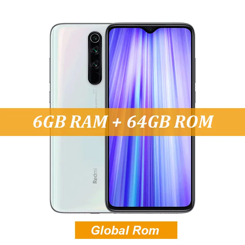 Global Rom White Xiaomi Redmi Note 8 Pro с глобальной прошивкой, 6 ГБ, 64 ГБ, 64 мп, четыре камеры MTK Helio G90T, смартфон 6,53 ''FHD+ 4500 мАч, 18 Вт, QC 3,0 - Цвет: Global Rom White