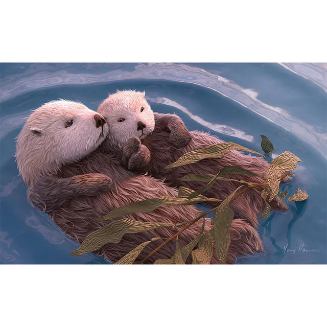 

Full Round Drill Diamond Embroidery Animals 5D DIY Diamond Painting otter Mosaic Winter Garden Decoration