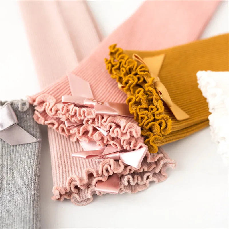 Socks skarpetki Kids Toddler Baby Girls Boys Solid Anti-Slip Knitted Long Socks Knee Socks kniekousen meisje #4S02 (40)