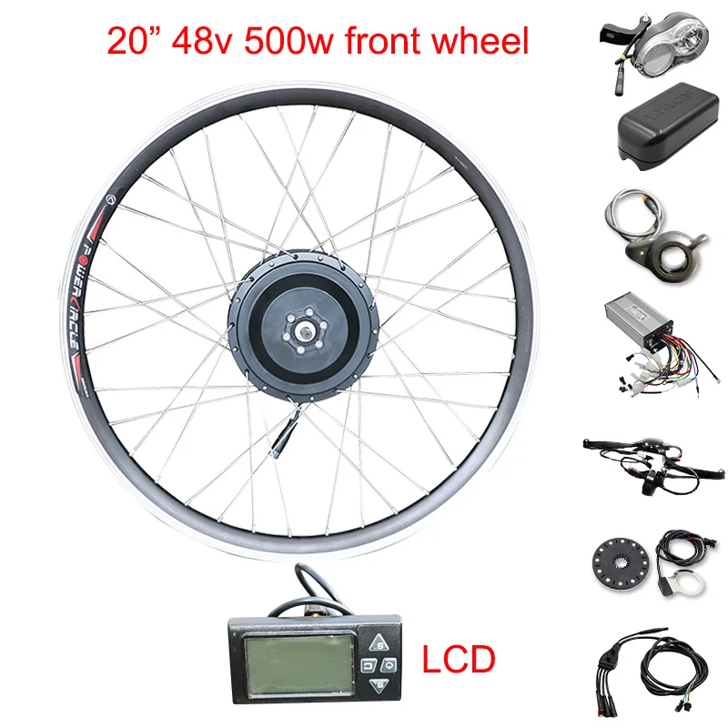 48V 500W электрическая Экипировка велосипедиста ступица переднее колесо мотоцикла привод Электрический велосипед конверсионный комплект для 2" 26" 700C Мотор колесо для электровелосипеда комплект - Цвет: 20 48V 500W LCD