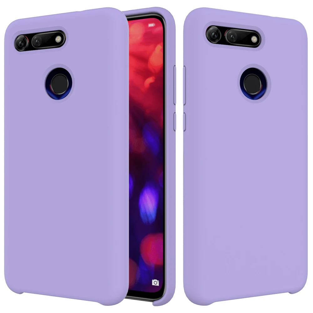 Лаванда Чехол для Honor V20 из мягкого жидкого кремния Honor View 20 V 20 10 Lite 8C 8X 7X V10 10 противоударный чехол huawei P Smart Plus Y9 - Цвет: Лаванда
