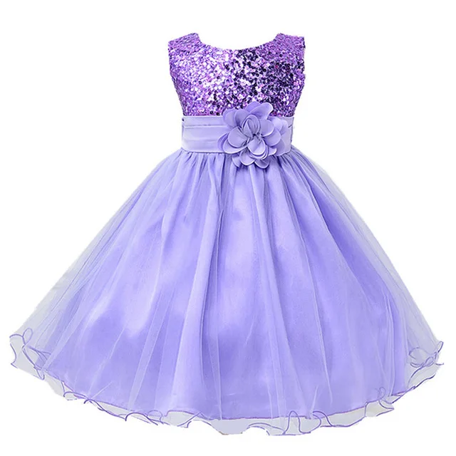 Purple Новогодний костюм для девочки; год платья для девочек;Вышитая фигура из блесток День рождения нарядное платье для девочки;безрукавный лук Свадьба Платье принцессы;Карнавальная вечеринка детские платья 3 4 8 12 лет - Цвет: Purple