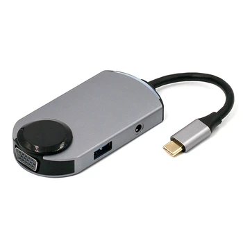 

Type-C HUB Docking Station Type-C to HD+VGA+USB3.0+PD+o One for Five HD Adapter Cable 4K