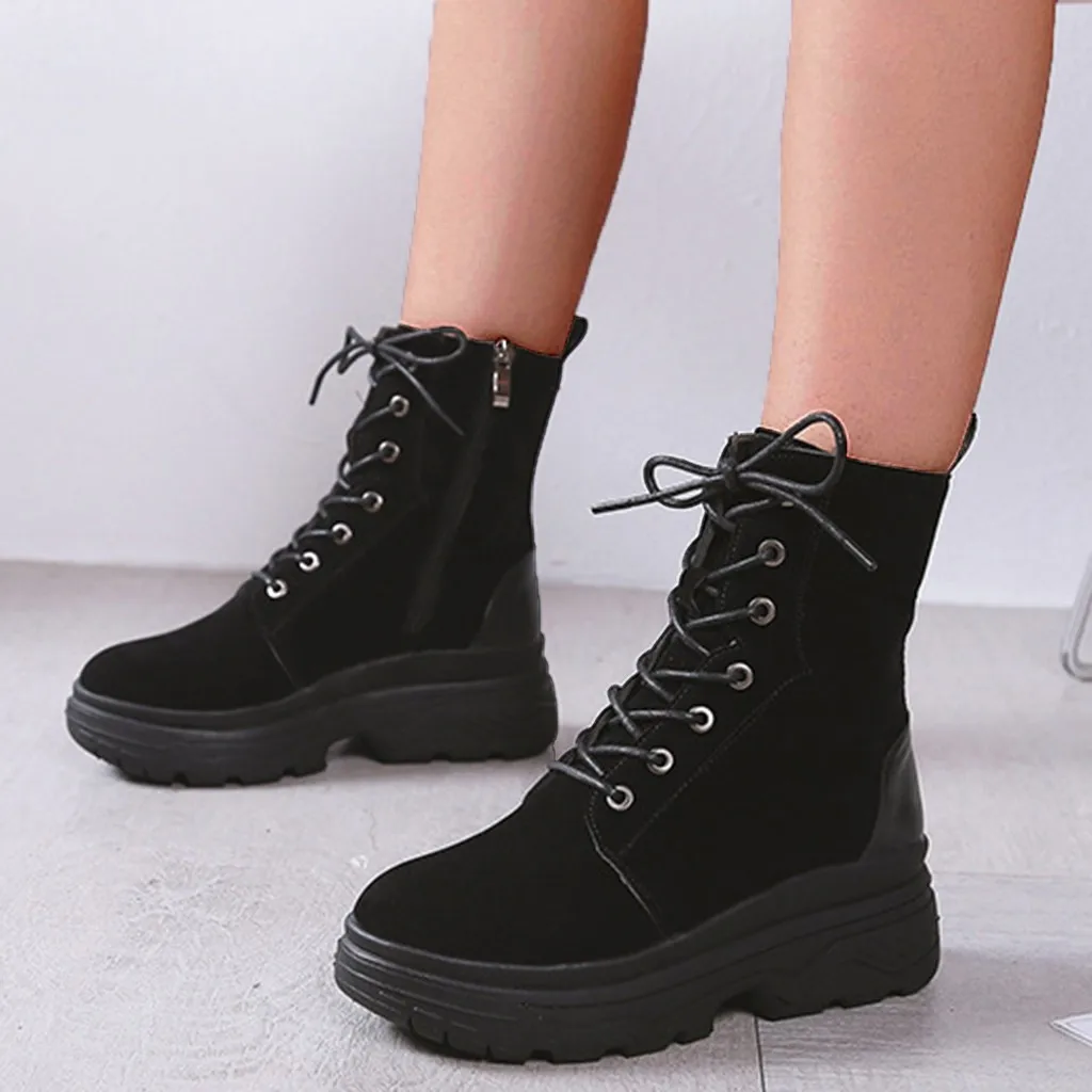 

Martin Short Boots Women Winter Warm Stretch Flock Upper Round Toe Platforms Ankle Boots for Women Letter Print botas mujer