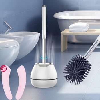 

Silicone Toilet Brush Soft Bristle Wall-mounted Bathroom Toilets Brushes Holder Set Clean Tool Durable ThermoPlastic Rubber