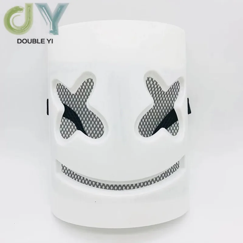 Экологически чистая пластиковая маска для хеллоуина Marshmallow DJ головной убор бар светодиодный маска