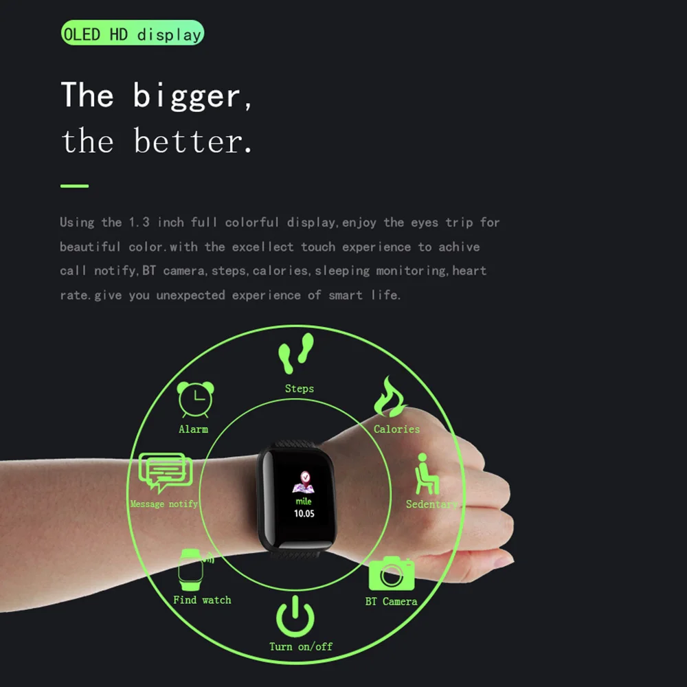 Смарт-браслет D13 пульсометр Монитор артериального давления фитнес-трекер часы IP67 водонепроницаемые спортивные Смарт-часы для Android IOS