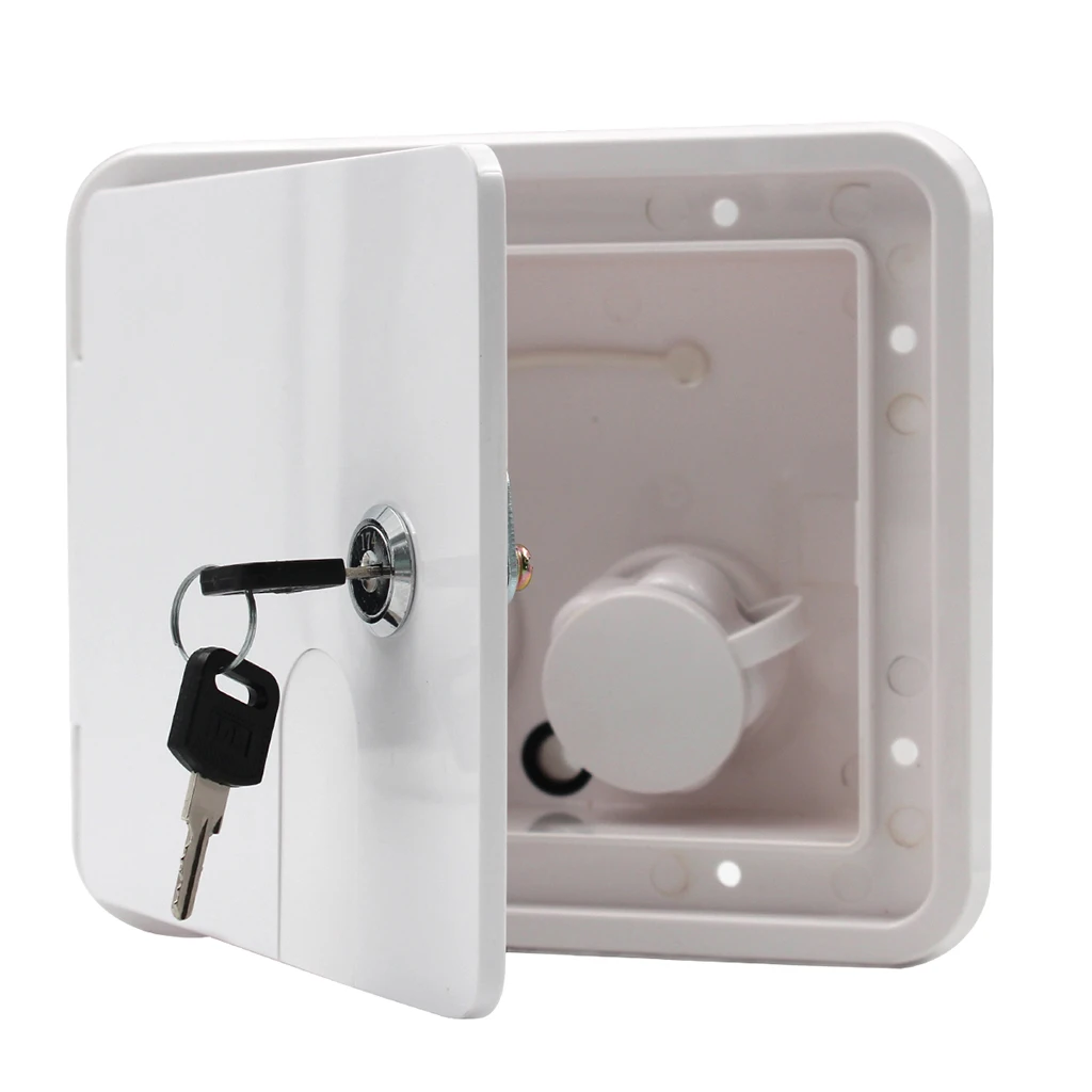 Gravity City Fresh Water Fill Hatch Inlet Dish Check Valve for RV Trailer Marine - Looking Style with Keys - White #2