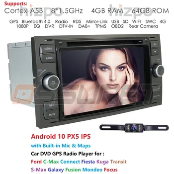 

Car DVD Player Android 10 DAB+ 2din In Dash For Ford Transit Focus Connect S-MAX Kuga Mondeo With OctaCore Wifi 4G GPS Bluetooth