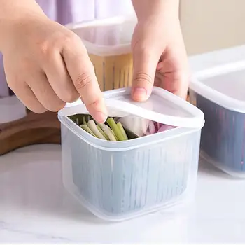 

Separated Fresh-Keeping Box Food Preservation Box Adjustable Storage Case Draining Compartment With Closed Lid Sealing