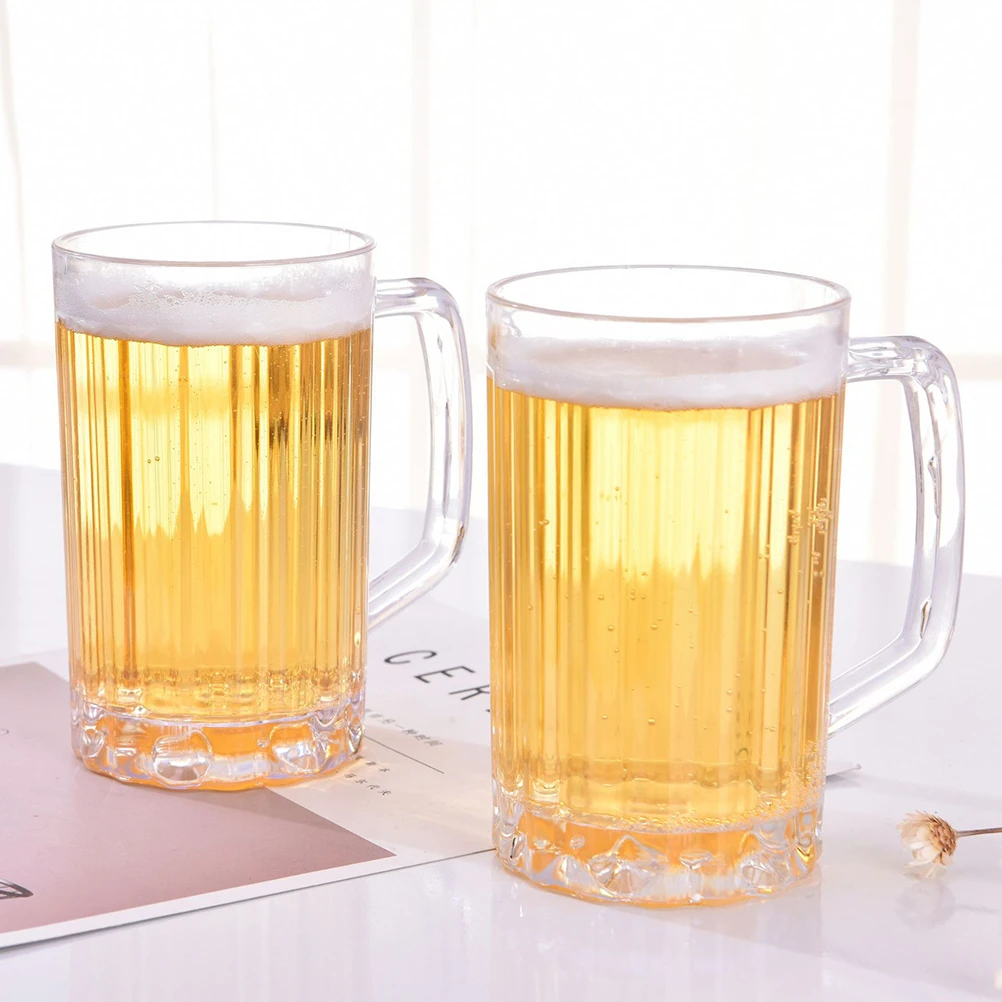 2pcs 500ml Transparent Beer Mug Cup Plastic Drinking 【SALE／70OFF】