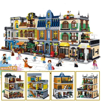 

Zhegao QL0934-0937 City Stree View Series Coffee House Hill Tavern Building Block Architecture Model Brick Toy for Children
