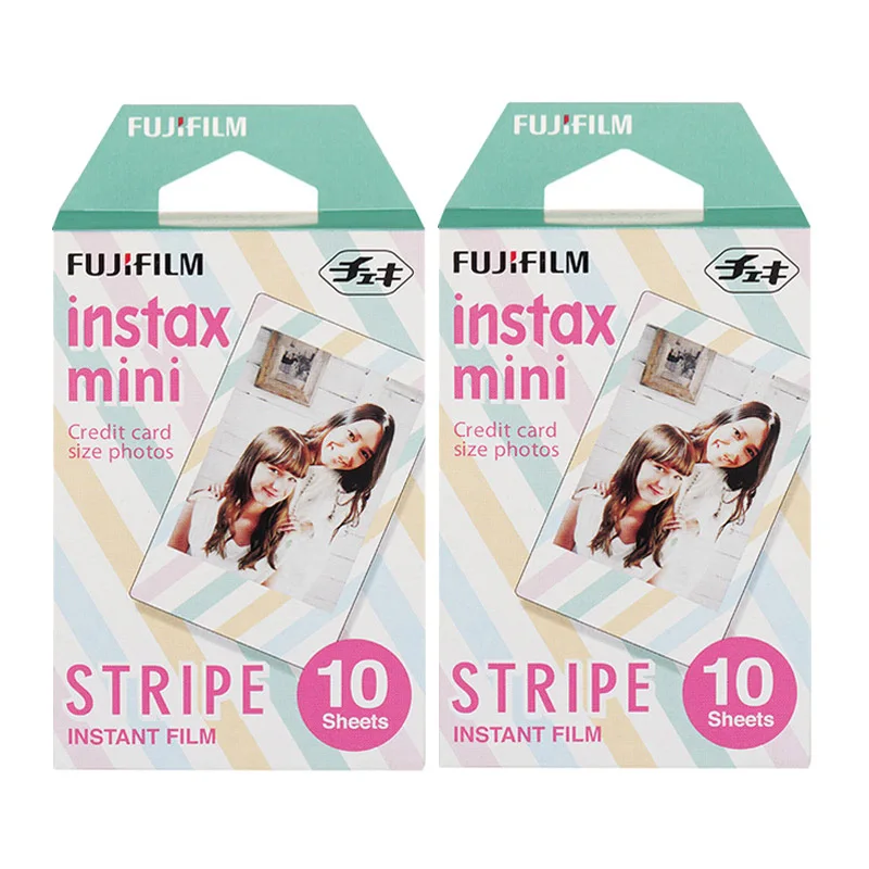 Fujifilm Instax Mini 8 Mini 9 пленка, двойной пакет FUJI мгновенные фотобумаги для мини 9 8 7s 70 90 25 камера SP1 SP2 Liplay принтер - Цвет: 20 Sheets Stripe
