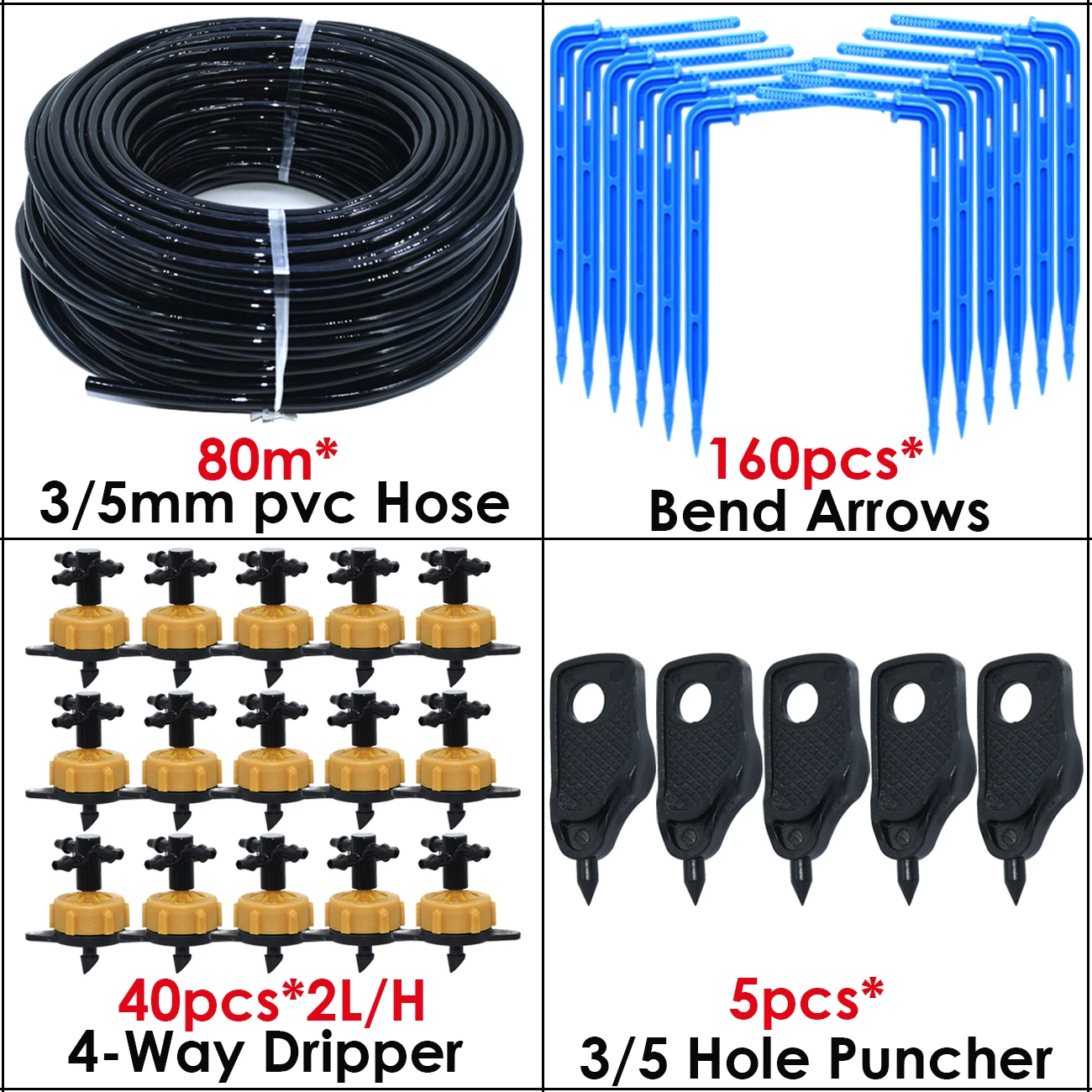 KESLA 5M-100M 2LPH Pressure Compensation Emitter Watering Kits for Agriculture Greenhouse Drop Drip Irrigation System w/ Puncher