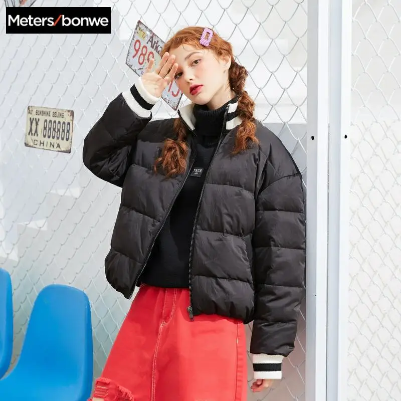 Metersbonwe MTEE Down Jacket Women Winter Warm 80% White Duck Short Baseball Clothes Loose Female Coat | Женская одежда