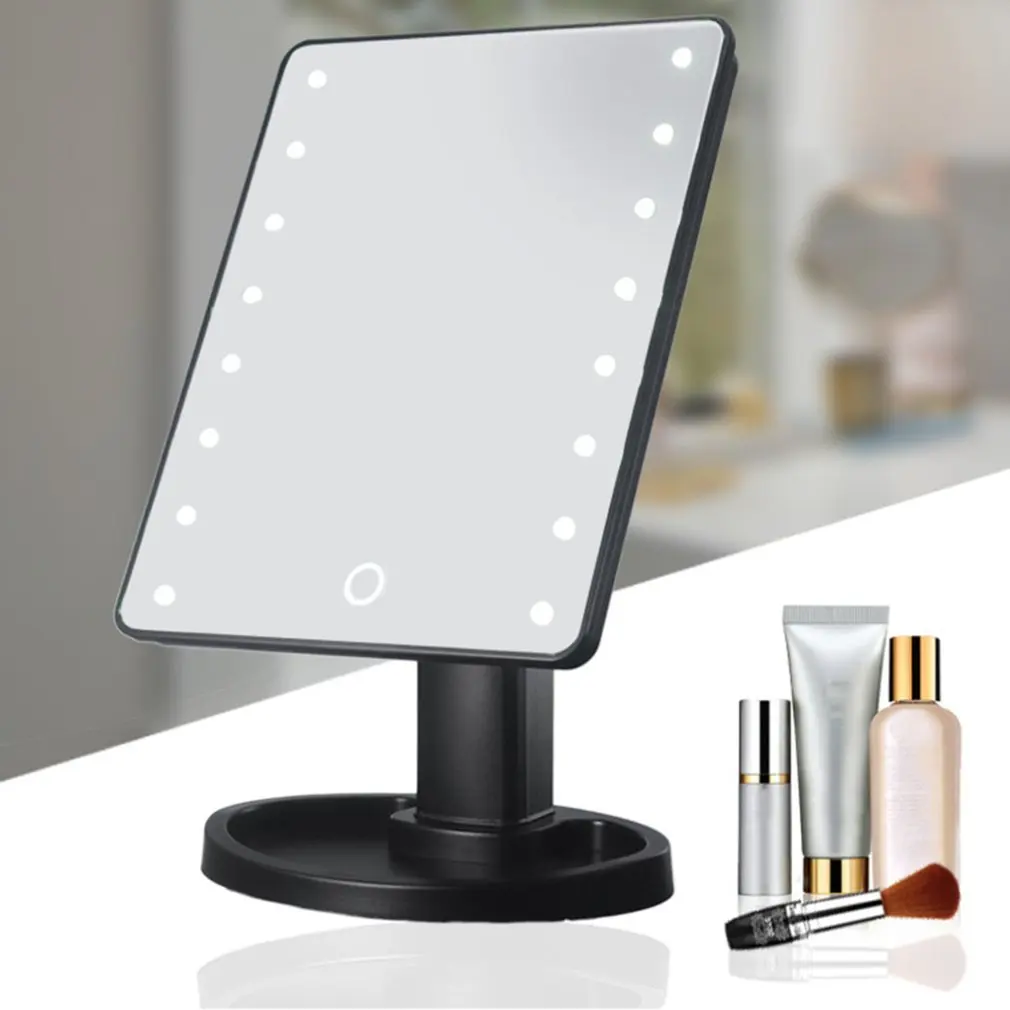 Зеркало принцессы для мытья, чистящее зеркало, светильник с сенсорным экраном, настольный светодиодный светильник, квадратное туалетное зеркало - Цвет: USB 16 light