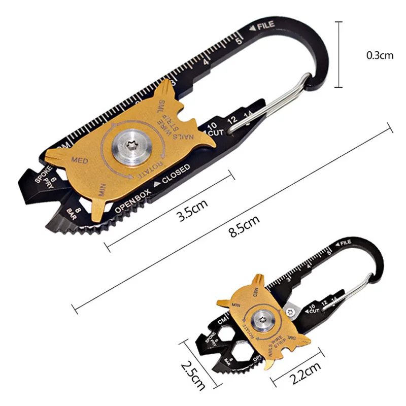 

Portable 20-in-1 Multifunctional Steel Screwdriver Bottle Opener Spanner Key Chain Camping Carabiner EDC Multi-Tool