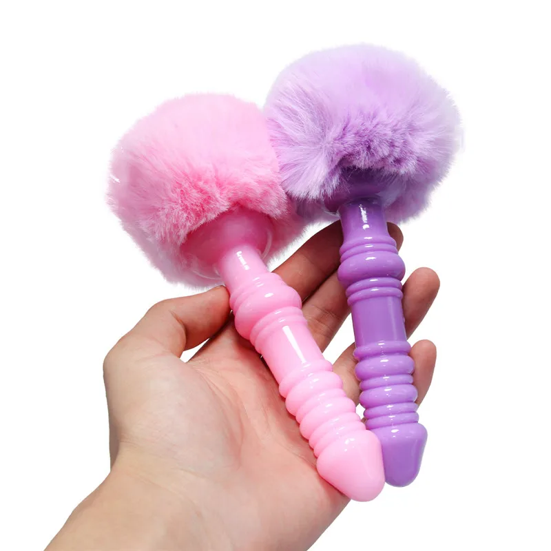 Small Size Rabbit Tail Silicone Anal Beads Plug Bunny Pompon Butt Silica Gel Hair Ball Adult Game | Красота и здоровье