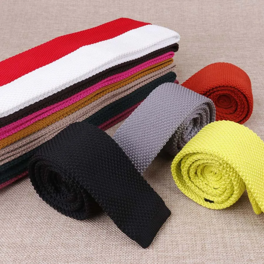 

Linbaiway 5.5cm Solid Neck Tie Wedding Knitted Ties for Men Skinny Tie Man Gravata Polyester Narrow Knitted Neckties Custom Logo