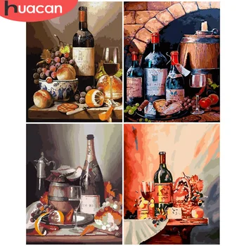 

HUACAN Painting By Numbers Wine Drawing On Canvas Picture By Number Food Kits Acrylic Unique Gift For Home Decoration