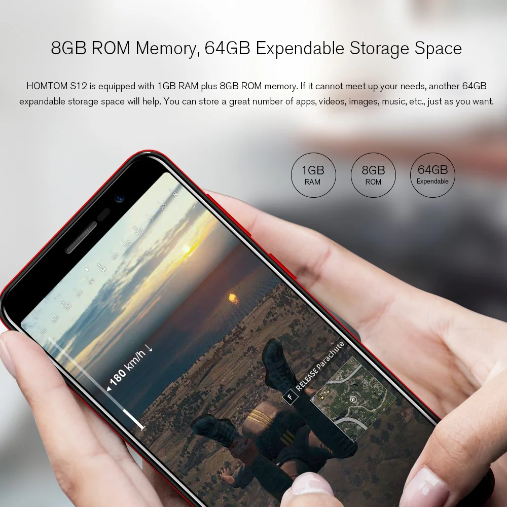 HOMTOM S12 полный Экран мобильный телефон 1 Гб + 8 5 0 дюймов Android 6 4 ядра 8MP 2MP Сзади