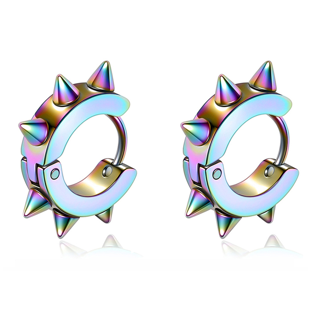 pair Classic Korean Punk Stainless Steel Ear Clip Earrings For Men Women Black No Pierced Fake Ear Circle New Pop Jewelry