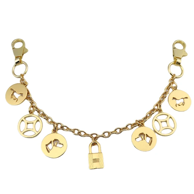 Zhen Shi-cadena decorativa de lujo, bolso de alto grado, versátil, accesorios para colgar a mano, cadena de correa corta, de Metal dorado