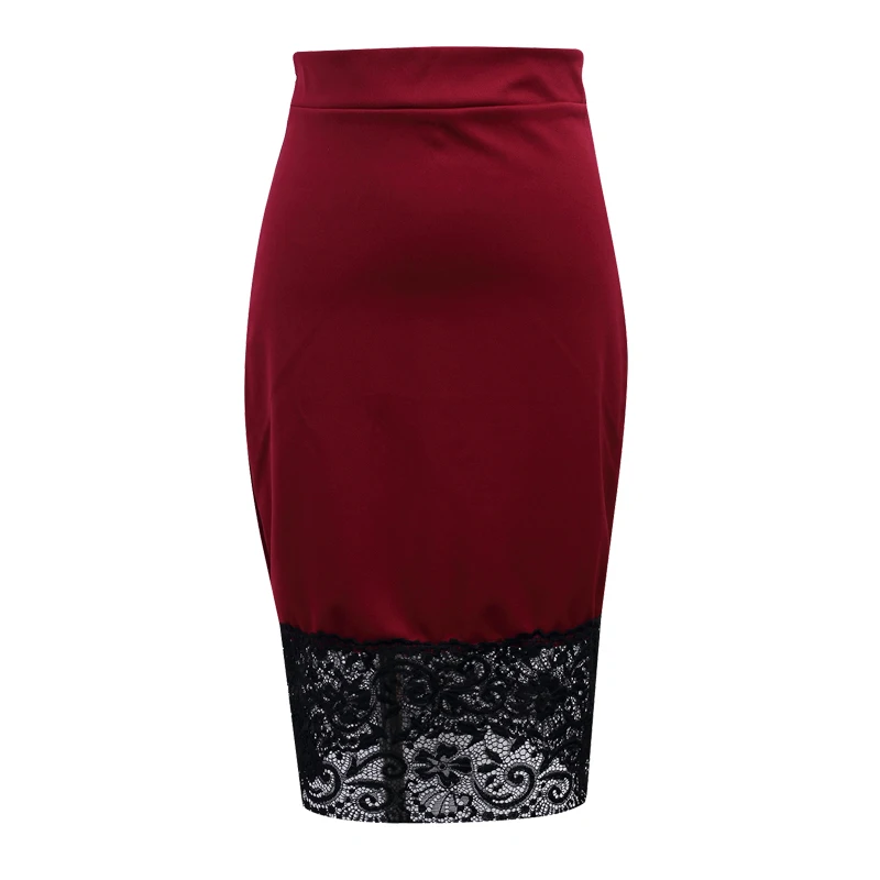 Женская официальная эластичная короткая облегающая мини-юбка-карандаш с высокой талией, модная однотонная женская Юбка До Колена - Цвет: Красный