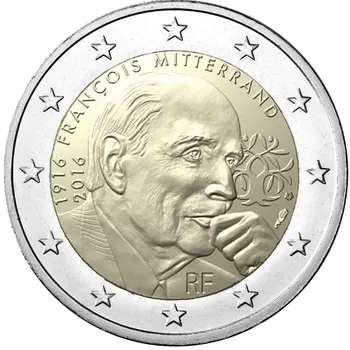 

France 2016 100th Anniversary President Mitterrand Birth 2 Euro Real Original Coins True Euro Commemorative Coin Unc