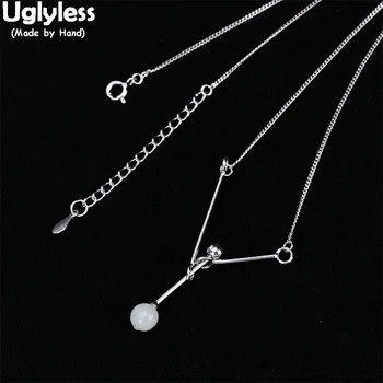 

Uglyless Creative 3 Parts Connected Natural Jade Pendants Necklaces for Women Real 925 Silver Chains Necklace Lady Dress Jewelry