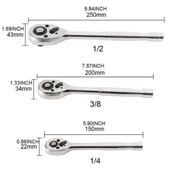 

1PC HEAVY DUTY QUICK RELEASE RATCHET HANDLE SET 1/4" 3/8" 1/2" DR CARBON STEEL U90C