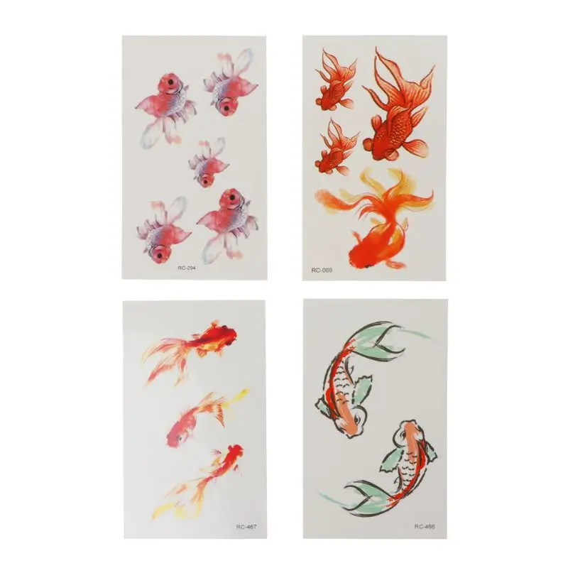

10 Sheet 3D Vivid Goldfish Tattoos Sticker Koi Pond Painting Resin Jewelry Craft