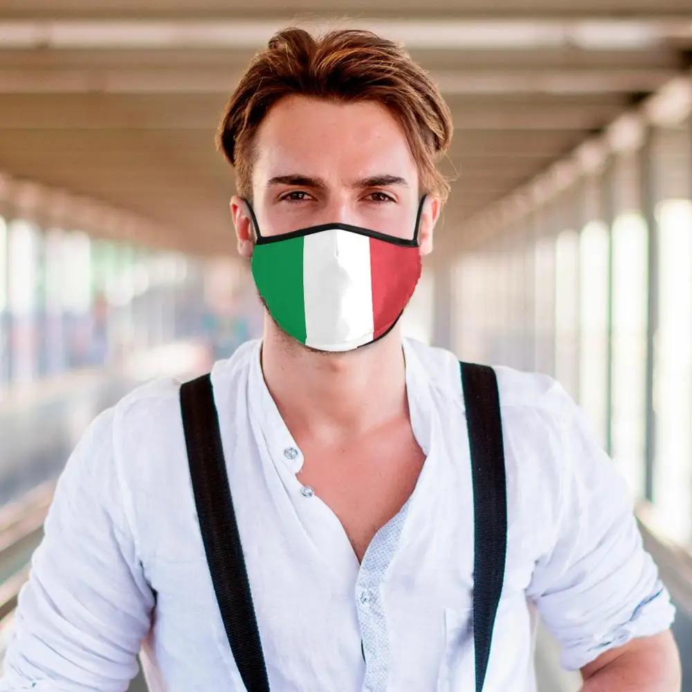 

ALAZA New 3d Print Italy National flag Military emblem Adult Mouth Mask PM2.5 Activated customization Prevent Anti Virus Women