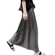 Женские плиссированные юбки из модала и хлопка с высокой талией, Женская винтажная повседневная сексуальная Длинная юбка