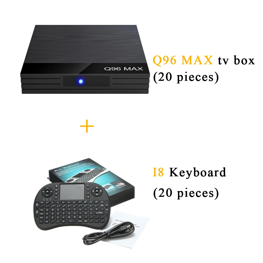 40 шт/лот DHL бесплатно(20 шт) Q96 Max Android 9,0 Smart tv Box 4 ГБ 32 ГБ и(20 шт) I8 Клавиатура