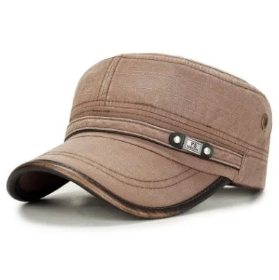 SHALUOTAOTAO мужская плоская кепка Snapback осень зима Модные хлопковые винтажные армейские кепки регулируемый размер тренд брендовые шляпы для отдыха - Цвет: Brown