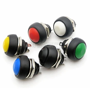 

6PCS Mini 12mm Waterproof Momentary ON/OFF Push Button Round Switch PBS-33B KIT White Black Red Yellow Blue Green