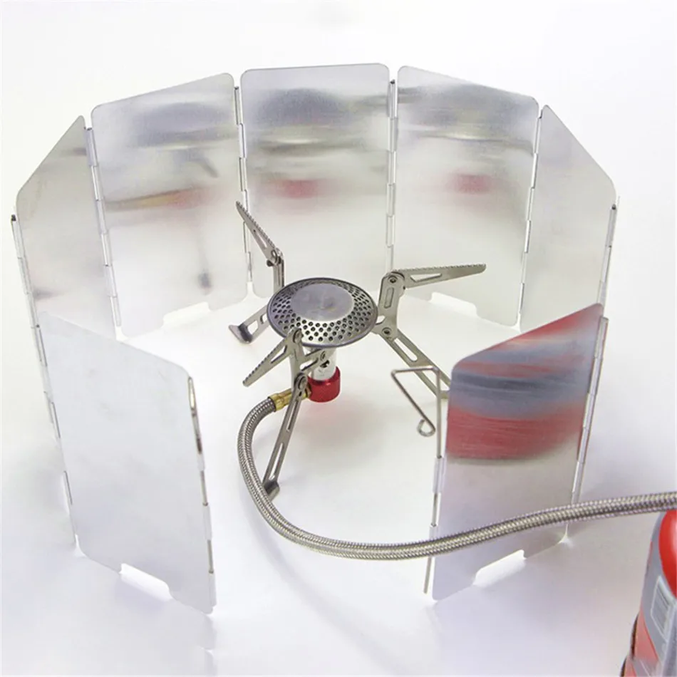 

Timelytrust Portable 9 plates stove wind shield folding outdoor picnic BBQ gas stove camping screen wind guard cookware