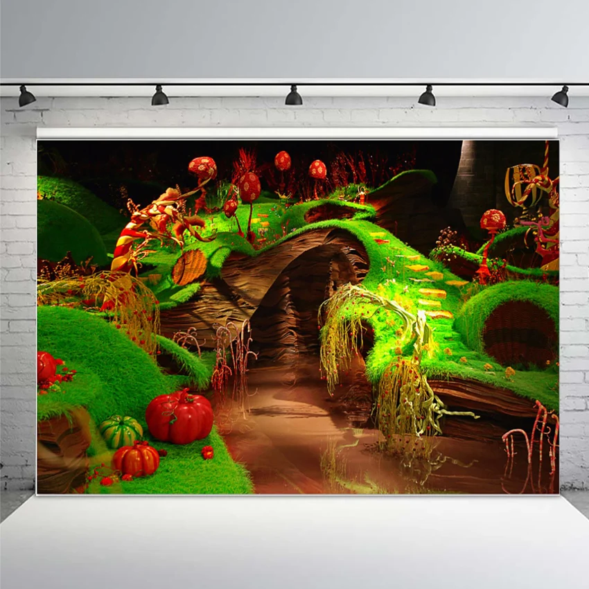 7x5FT Вилли с изображением шоколада Wonka завод зеленая трава шаги мост река фон на
