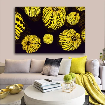 

SELFLESSLY ART Pumkpin By Yayoi Kusama Famous Painting Canvas Prints For Restaurant ,Bedroom Decor Modern Decorative Paintings