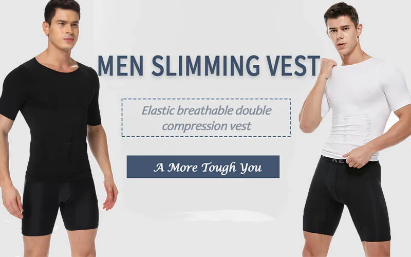 Мужская похудения Body Shaper жилет рубашка Abs живот тонкий