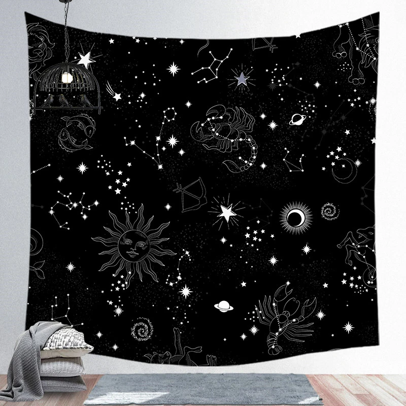 Винтажный Европейский настенный гобелен колдовство Звезда Луна солнце комната в общежитии изголовье Arras ковер Астрология одеяло - Цвет: Hanging Tapestry 20