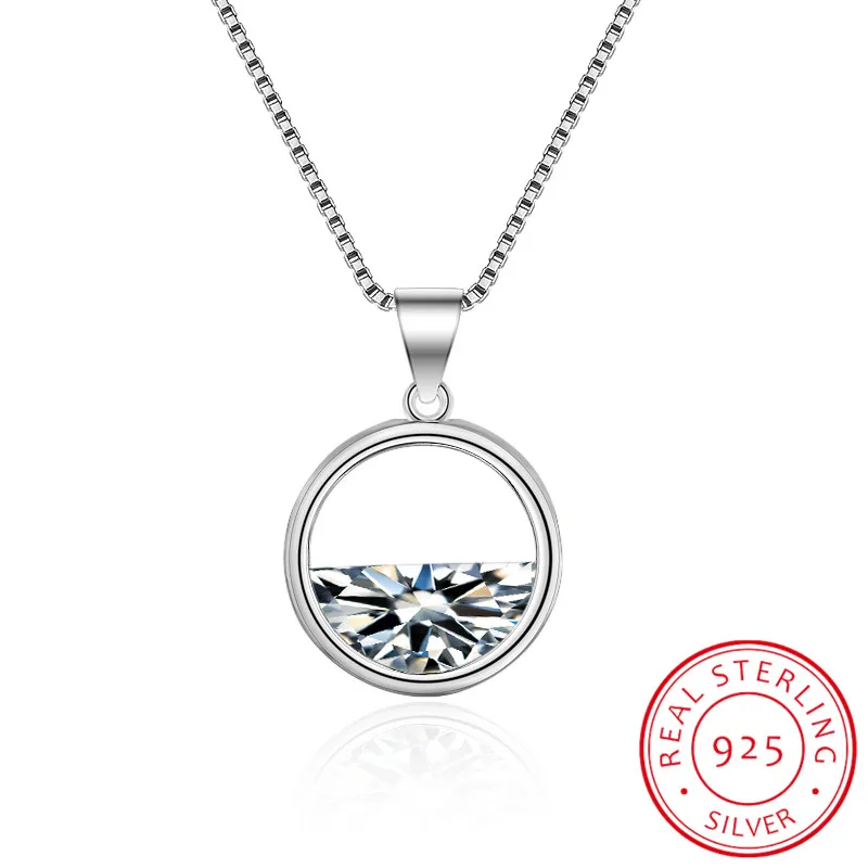 

Simple 925 Sterling Silver Short Clavicle Chain Necklace Hollow Circle Dazzling Zirconia Pendant Necklace Colar Collier S-N201